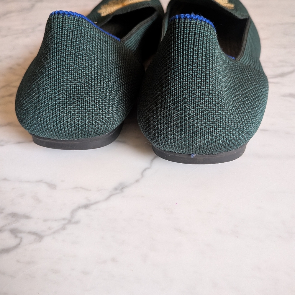 Rothy's Retired Evergreen Starburst Embroidered Loafer Flower Flats - Picture 3 of 6